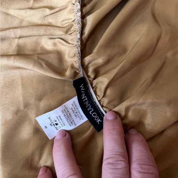 Gold Maxi Dress with Deep V-Neckline - Picture 8 of 9